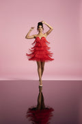 SHORT pink DRESS FRINGES